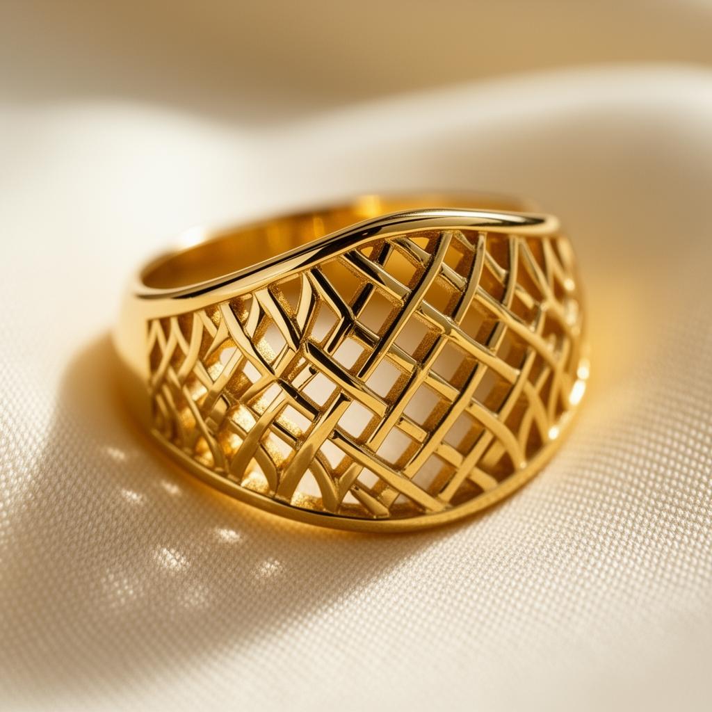 18k yellow gold lattice ring cast by LUX CAST